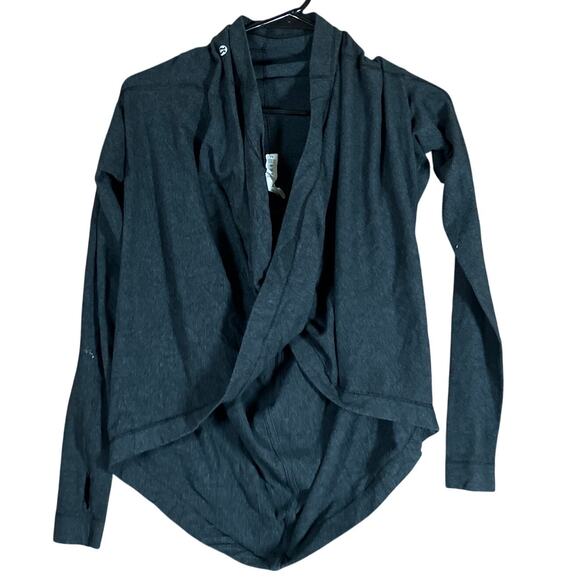 Lululemon Athletica Women Sweater Charcoal Iconic Wrap Long Sleeve Stretch 4 - Picture 1 of 9